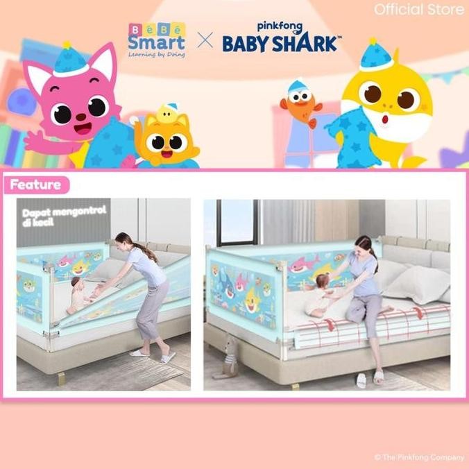 Terbaru Bebe Smart Baby Shark Bedrail / Pagar Kasur Pengaman Bayi / Pembatas Kasur Pagar Bayi / Paga