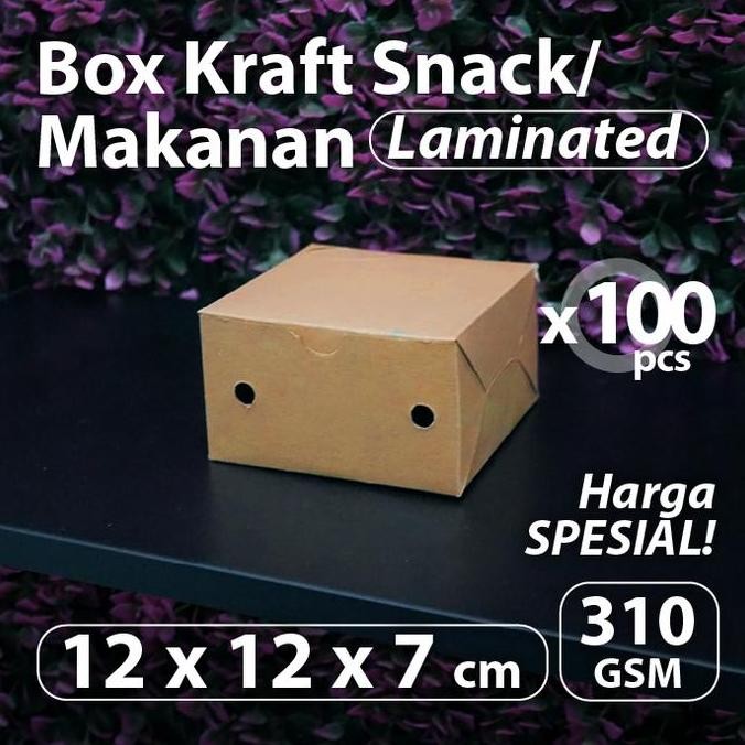 

Paket 100 pcs - Dus Kraft Snack 12 x 12 x 7 cm - Box Coklat Makanan