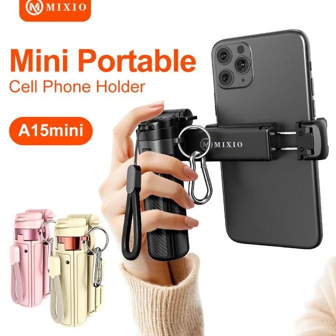 Tersedia MIXIO A15 Mini Tripod Pocket Grip 3in1 Tongsis Tripod Bluetooth Remote