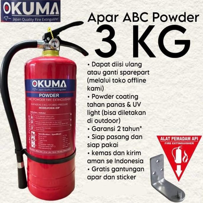 Apar 3 Kg Okuma Abc Powder Set Komplit Pemadam Kebakaran Tabung Pemadam Api Ringan Co