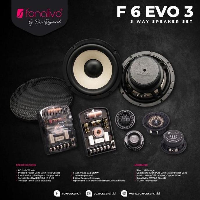 Speaker 3 way Vox Fonalivo F6.3 EVO by vox Research Orinal Resmi