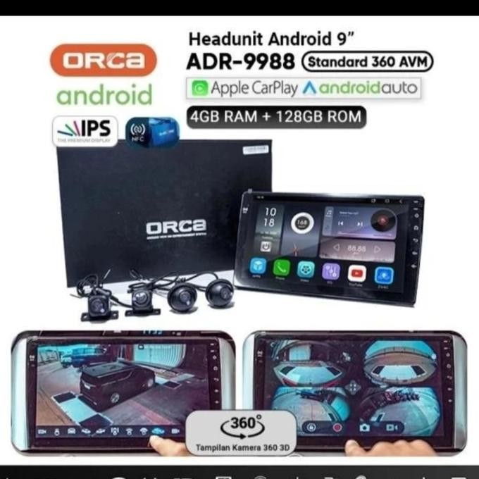 PAKET ANDROID ORCA ADR-9988 4/128+ CAMERA 360 ORCA 4PCS CAR