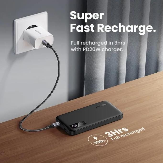 Powerbank Ugreen 20000 Mah 22.5W Pd 20W 18W + Kabel C To Usb Type C