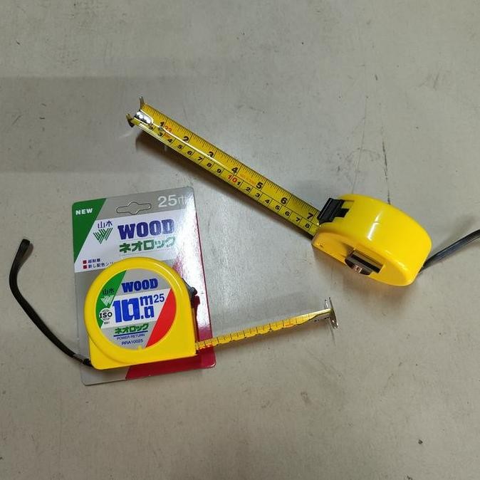 Jmj - Meteran Pvc Kuning Wood 10 Meter Taiwan High Quality Measuring Tape Yellow Co