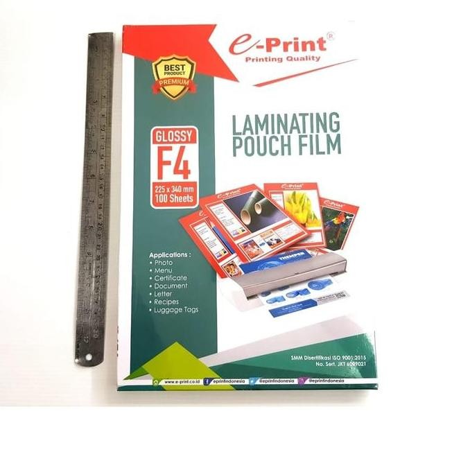 

Premium Plastik Laminating Folio Film Pouch e-Print Isi 100 Lbr