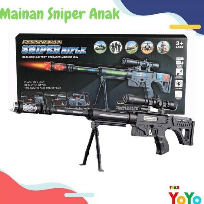 Mainan Pistol Anak Mainan Tembak Tembakan Sniper Gun ada Lampu Laser