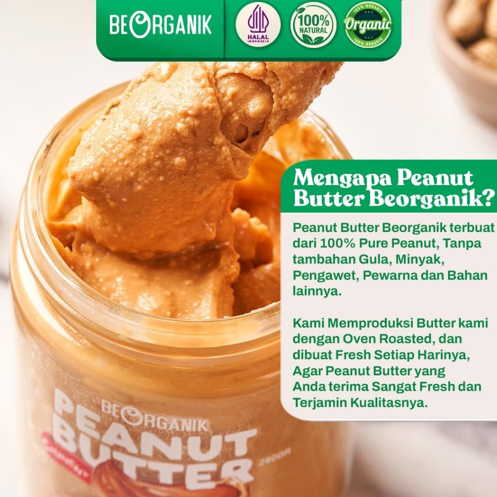 

Beorganik CRUNCH ORIGINAL Peanut Butter / Selai Kacang Organik Tanpa Gula Bebas Gluten Vegan Halal 280gr