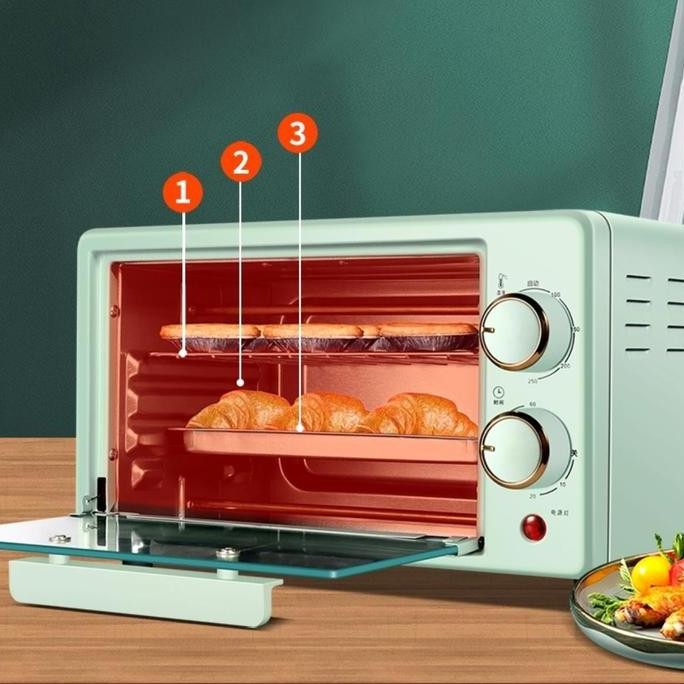 MELOven Listrik 12L Pemanggang Api Atas Bawah Kontrol Cerdas Pengatur Waktu Serbaguna Kapasitas Seda