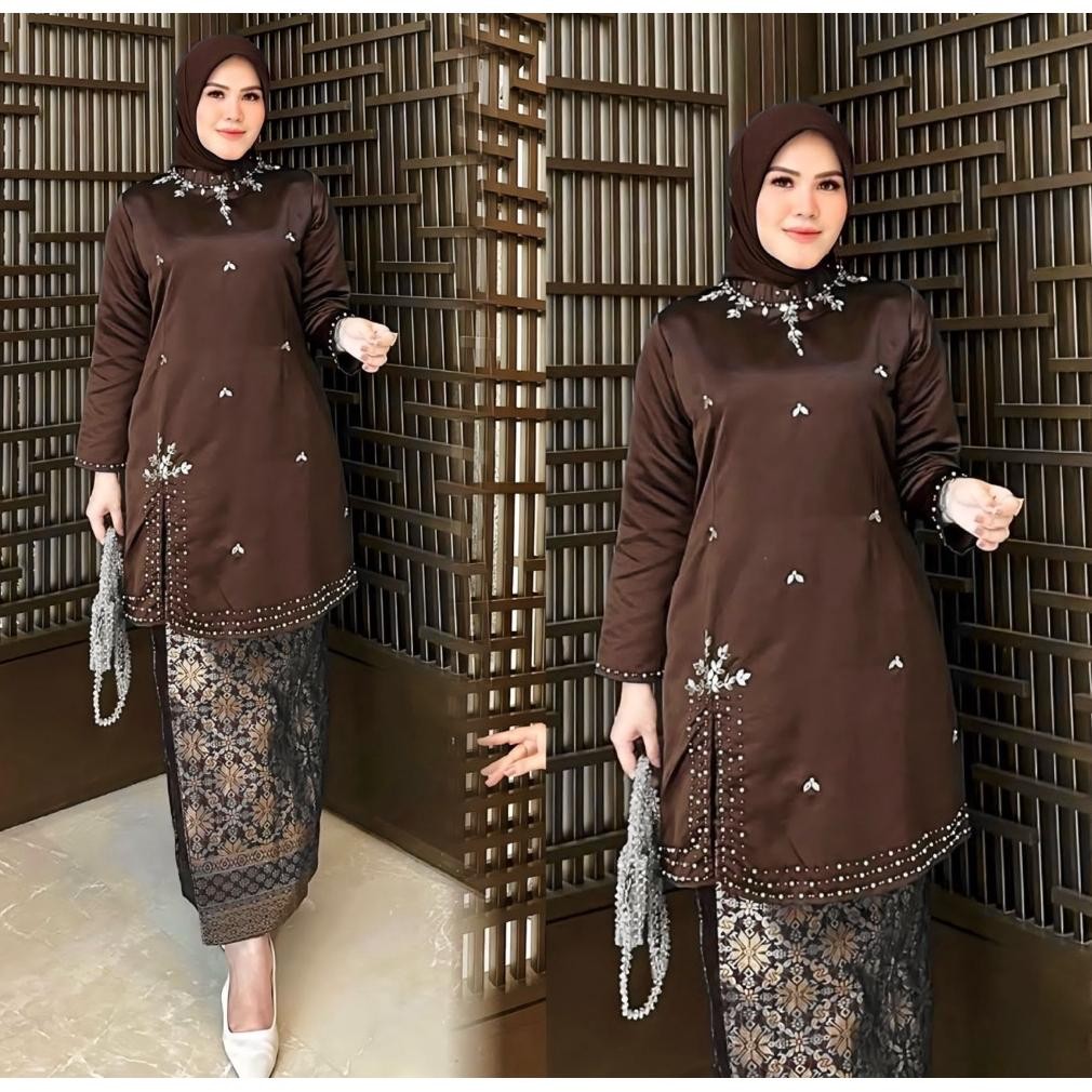 New Ready Baju Kurung Belah Pinggir Payet Moder dan Songket lilit Palembang//Baju Kebaya Modern/baju