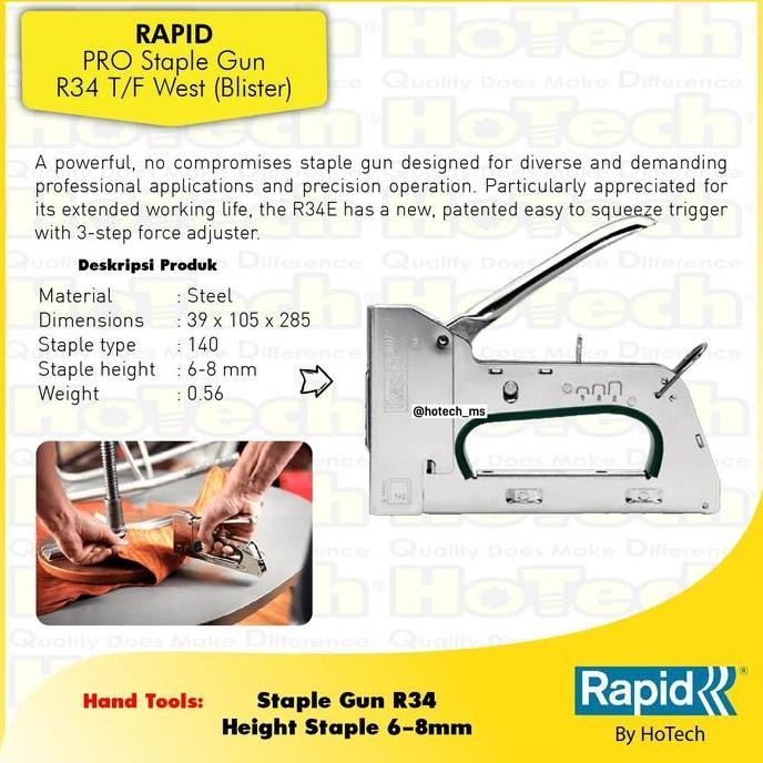 

Rapid Pro Staple Gun R34E | Mesin Tembak Rapid R34 Pro Co