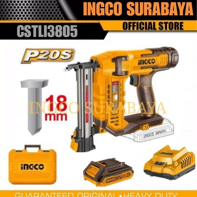 

Ingco Cstli3805 Cordless Nailer Gun Staples Paku Beton St18 Baterai Co