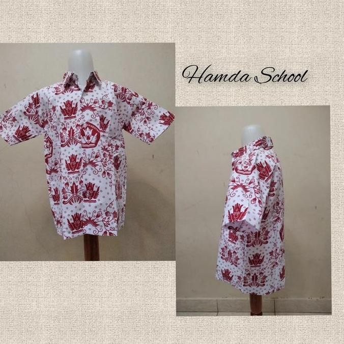 Seragam Sekolah Kemeja Batik pendek Sd Merah