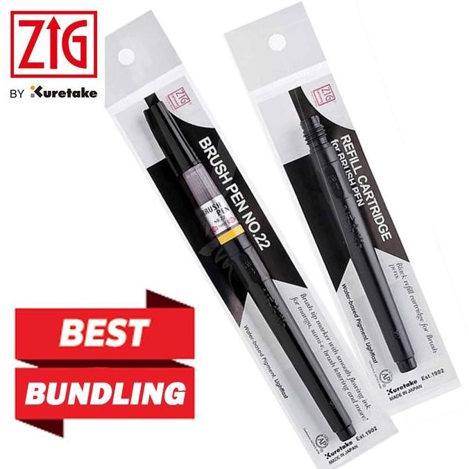 

TERBARU! (Bundle) ZIG CARTOONIST BRUSH PEN No. 22 & ZIG SPARE CARTRIDGE FOR BRU