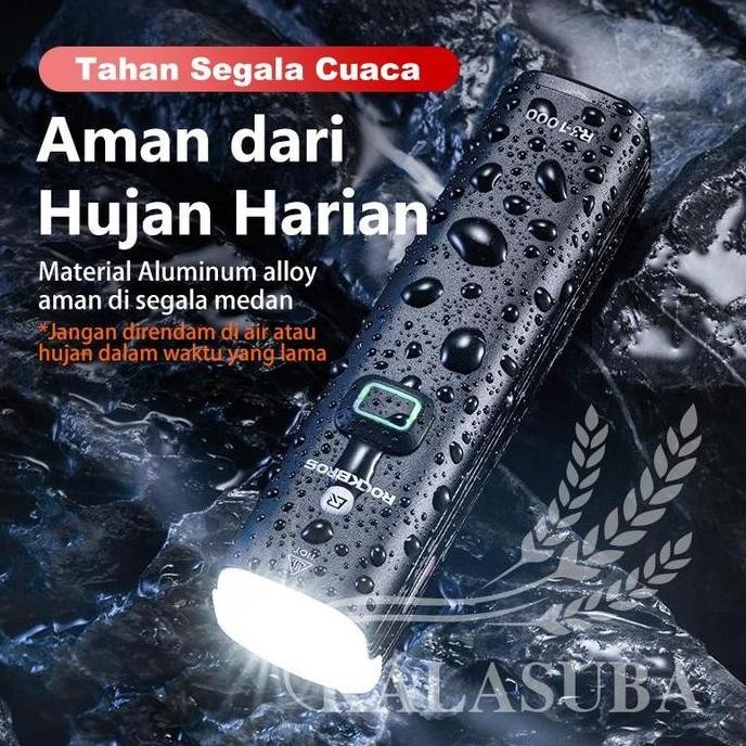 TERBARU ROCKBROS R3-1000 Lampu Depan Sepeda 1000 lumens T40 Power Bank 4800mAh