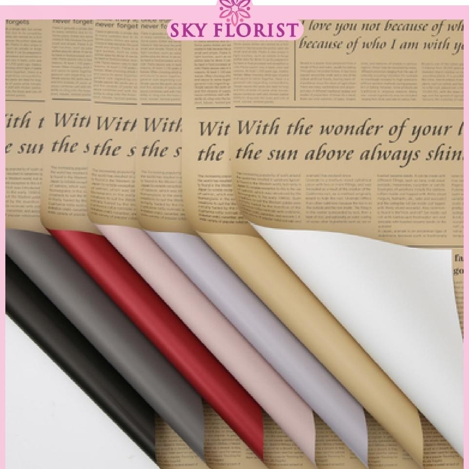 

20 Lembar Kertas Buket Bunga Dua Warna Motif Koran Newsr Bi Color Vintage Flower Wrapping Kb6038