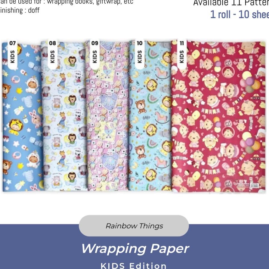 

10Lbr Kertas Kado Anak Sansan Wawa Newborn Kids Uk 63.5 X 49.5Cm