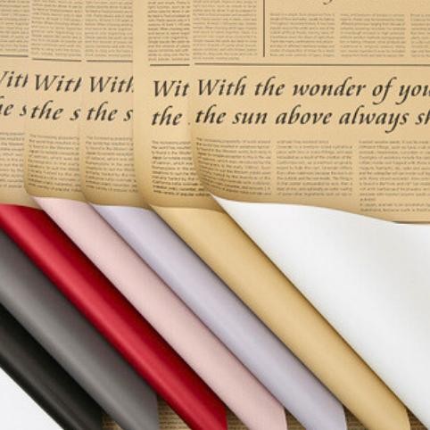 

20 Lembar Kertas Buket Bunga Bicolor Buff Newsr Cellophane Koran Wrapping R Kb6038