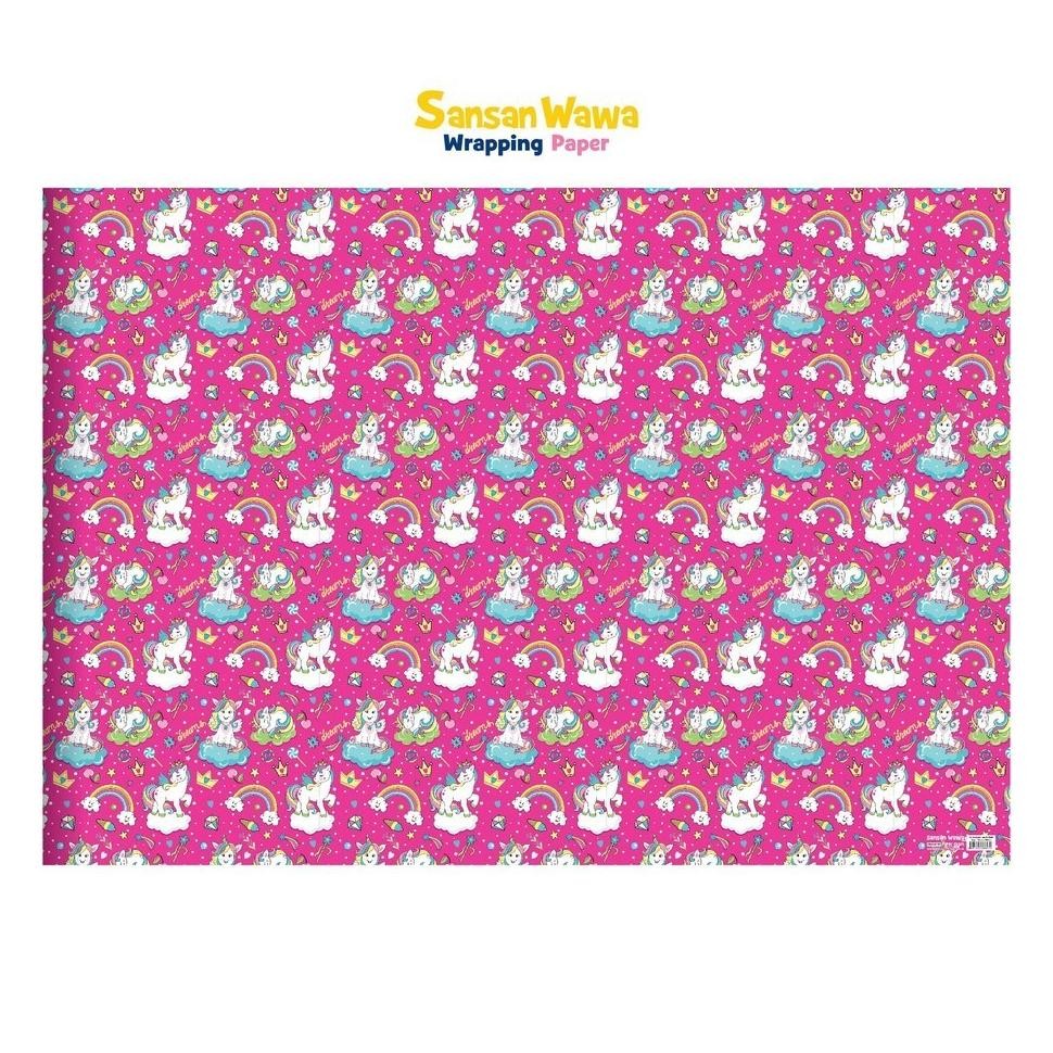 

5 Lembar Kertas Kado Jumbo Sansan Wawa Uk 70 X 100Cm Motif Unicorn