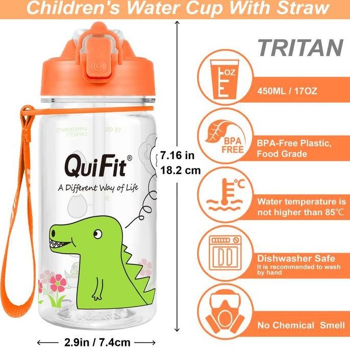 QUIFIT - [450MLMG] Botol num Tritan Motivasi Anak Anak 100% BPA Free