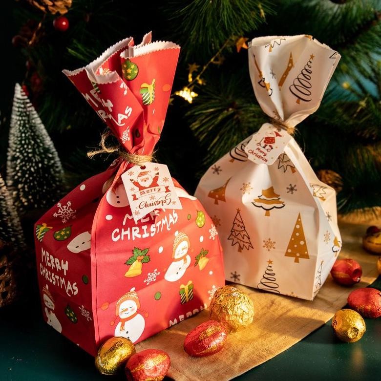 

24set paper bag natal christmas kantong kemasan natal paper box kotak coklat permen