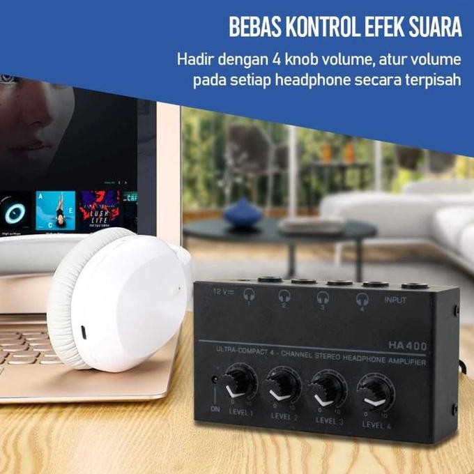 

Microamp Audio Amplifier Mini Headphone 4 Channel Stereo -Av239