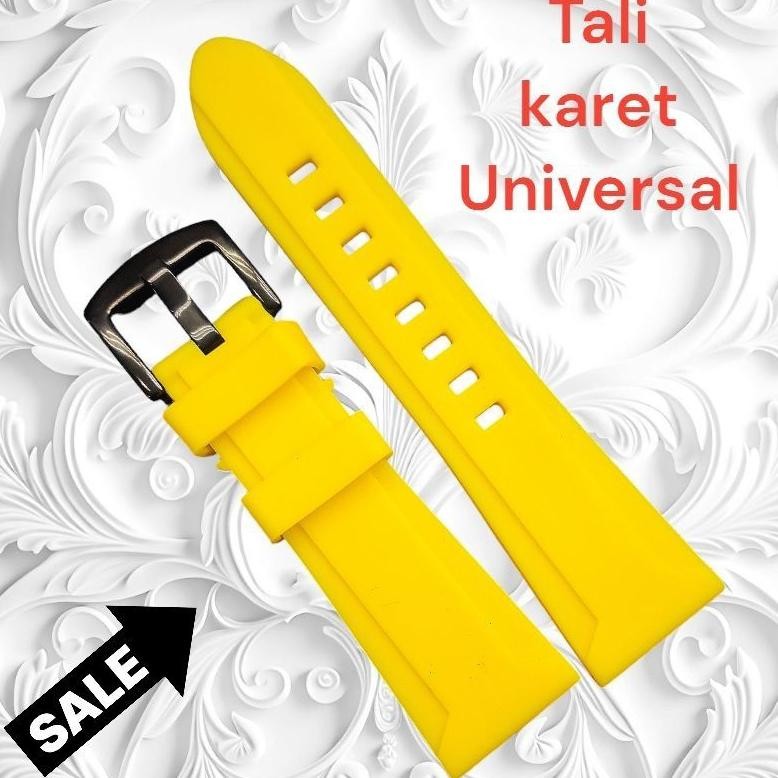 (Terbaru) TALI JAM 22MM 24MM 26MM RUBBER STRAP SILIKON SILICONE WARNA KUNING UNIVERSAL (Terlaris)