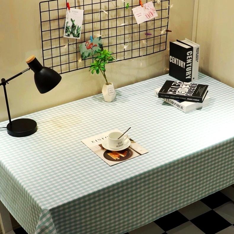 YS Taplak Meja Makan Persegi Panjang 137x183 cm / Ruang Tamu Waterproof Anti Air Minyak Motif Kotak-