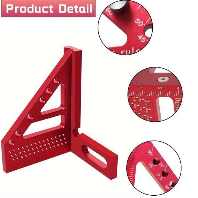 1Set Penggaris Siku Aluminium Penggaris Woodworking Penggaris Segitiga Siku Untuk Pertukangan Kayu