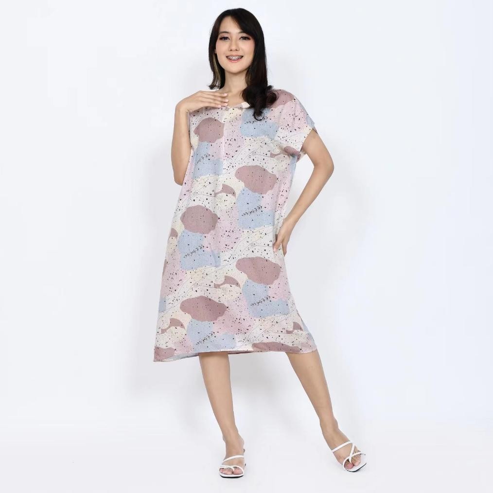 BISMILLAH Dress Kekinian Remaja Dewasa Motif Salur Sekdress Lengan Panjang Balon Daster Batik Chibi 