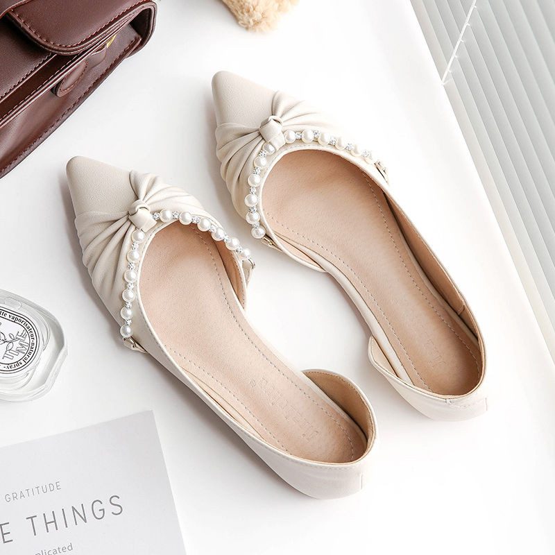New Evening Breeze Gentle Shoes Pointed Toe French Style Flat Bridesmaid Shoes Wedding Shoes