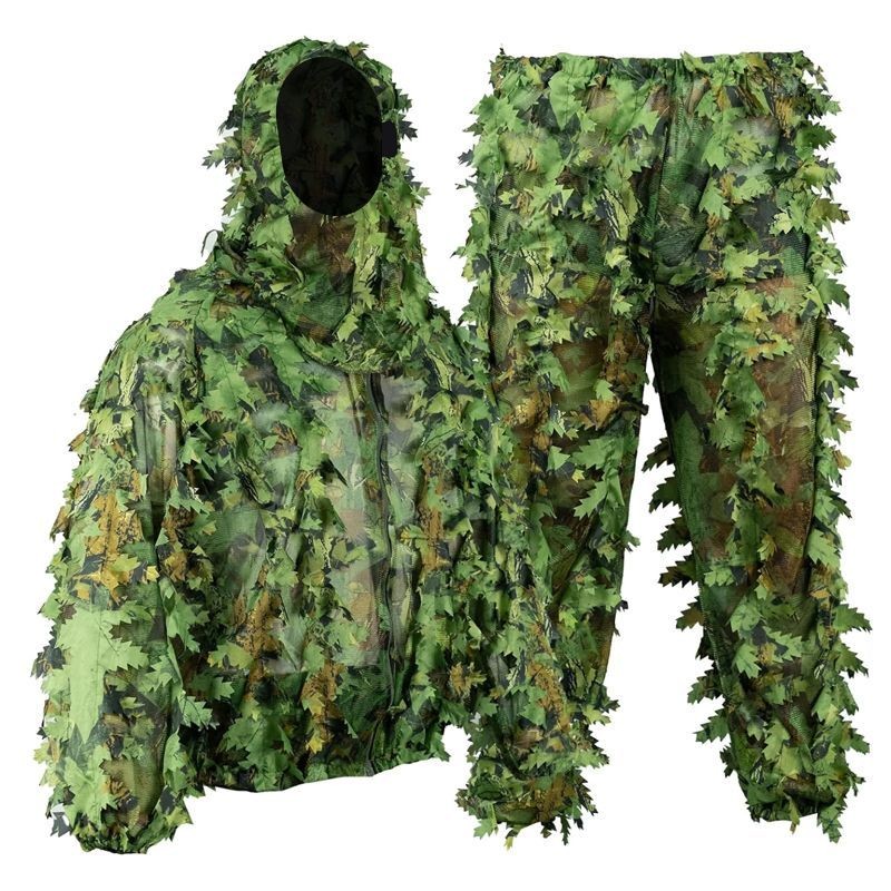Pakaian Berburu Ghillie Suit Bionik Daun Hijau