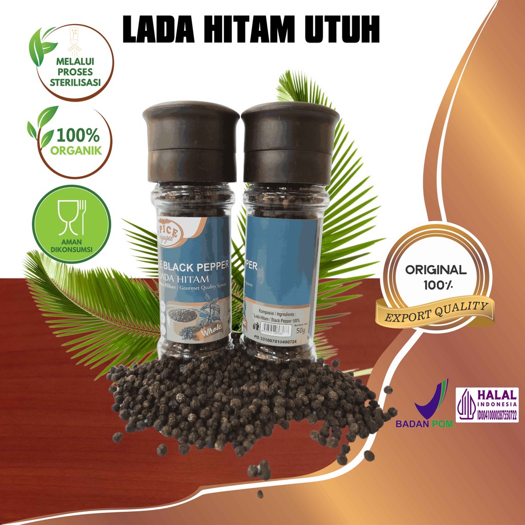 

Spice Voyages Black Pepper-White Pepper-Nutmeg (50gr)/Lada Hitam-Lada Putih-Pala Botol (50gr)