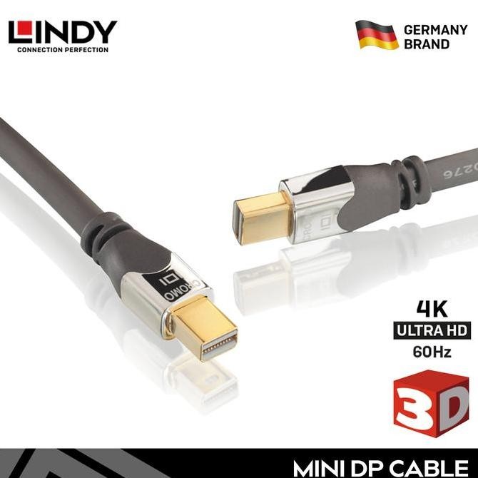 Terbaru Kabel Mini Displayport Lindy 4K Uhd Dp 1.2 Premium, 2M