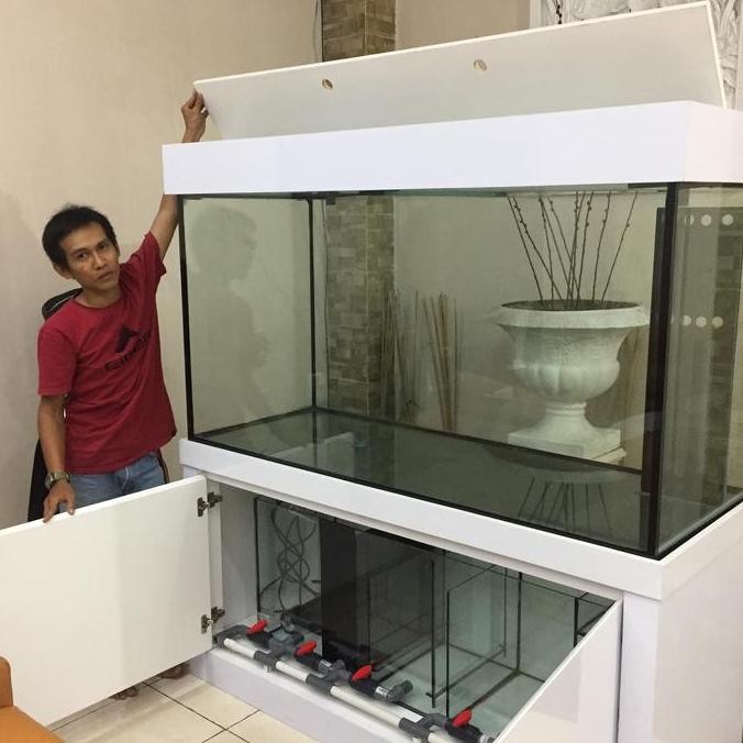 AQUARIUM 150X60X80CM KACA TEBAL 12MM LEM HITAM KUAT MEJA BLOCKMINT LAPIS HPL RANGKA BESI HOLLOW SUMP