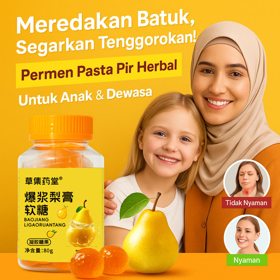 

COD⚡ ⚡ Diskon Terbatas!Menenangkan tenggorokan/meredakan batuk/Throat Lung Soft Candy/Permen Karet Tenggorokan Pasta Pir/Permen Rasa Mint Paru-Paru