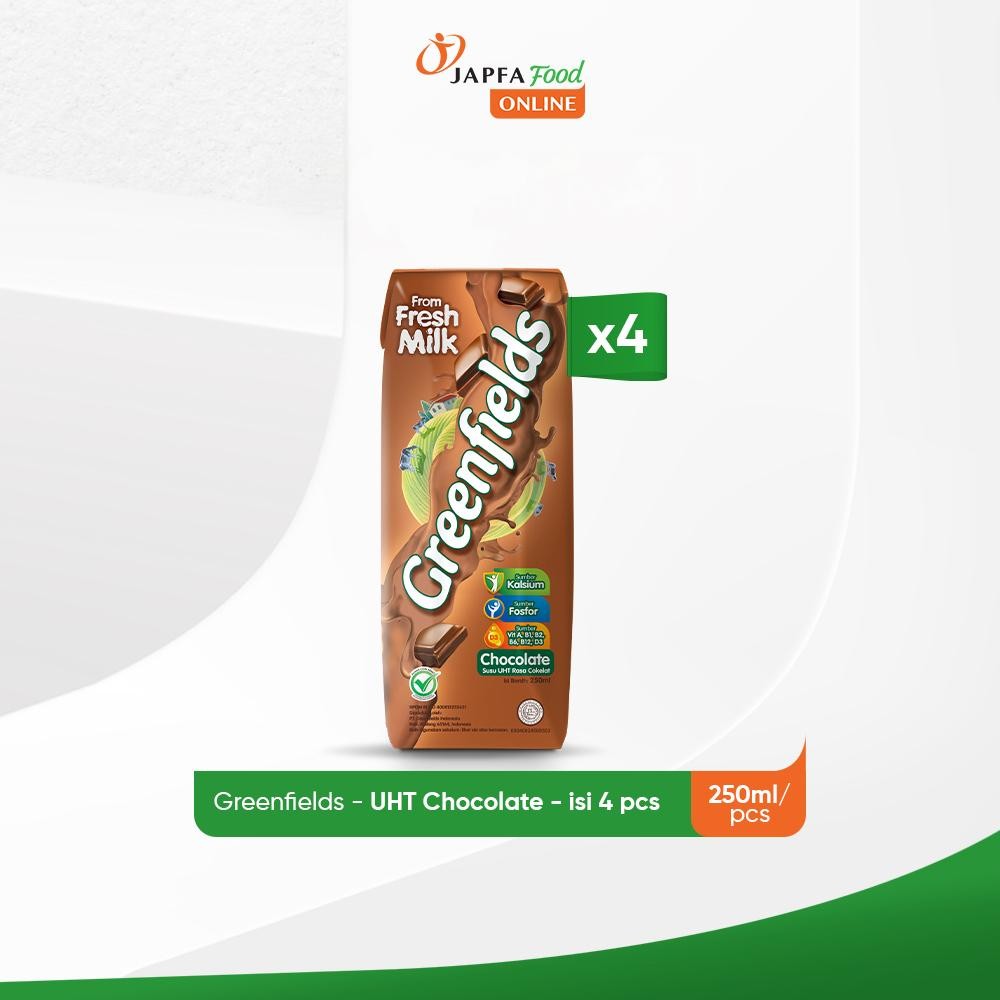 

Greenfields Susu UHT Chocolate 250 ml - Isi 4 pcs - 100% Fresh Milk dari Greenfields Farm