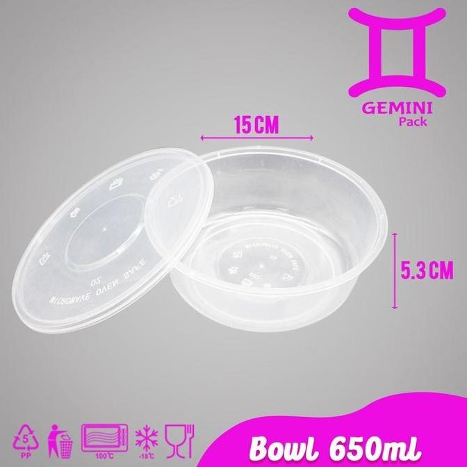 THINWALL MANGKOK MAKAN PLASTIK 650ML 500 PCS/BULAT BOWL CUP PUDING
