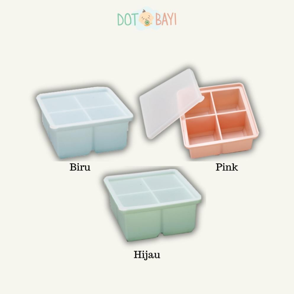 KEIJI (4 TRAY) CETAKAN ES BATU MPASI SILICON SILIKON ICE CUBE TRAY TUTUP