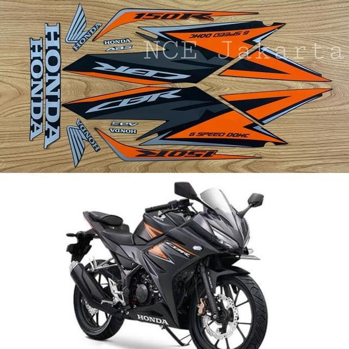 DB65>> STIKER STRIPING CBR 150R CBR150R 2019 BLACK MATTE HITAM DOFF LIS ORANG