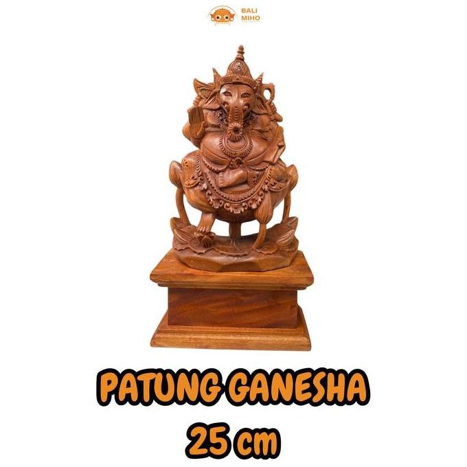 ~~~] Patung Ganesha Ukir Kayu Suar 25 cm - Patung Ganesa Kayu Ukir - Patung Dewa Ganesha - Ganesh Sc
