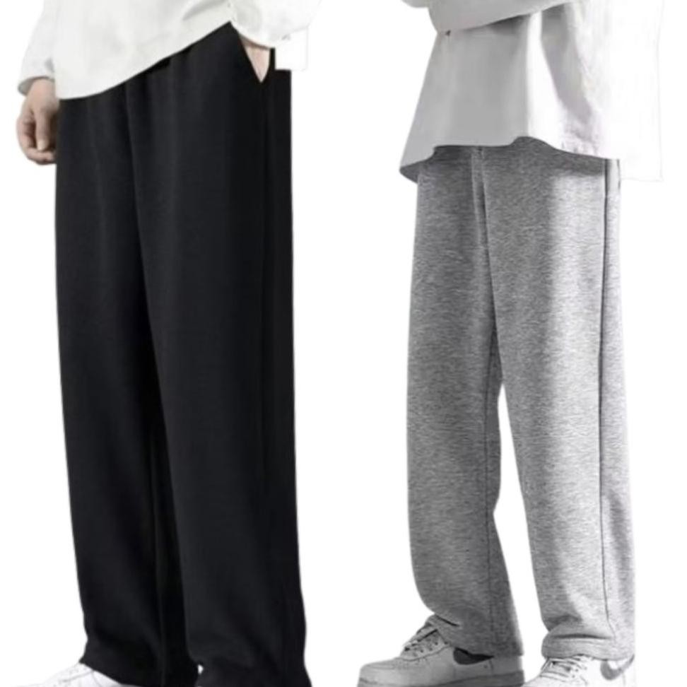 Abrcelana Panjang Loose Baggy Sweatpants Jogger Oversize Bahan Fleece Pria Wanita