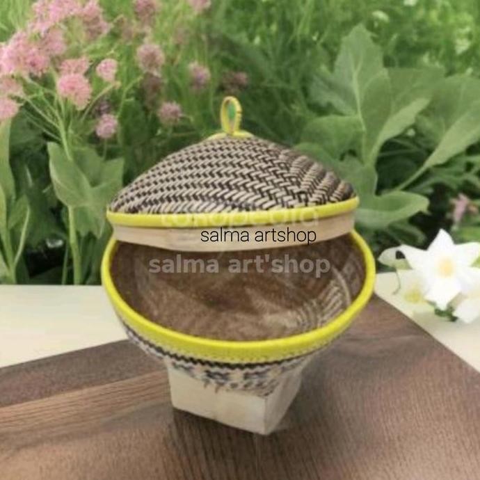 {{{{}}] Bakul nasi bambu super corak catur hitam, bakul hinis bambu,bakul nasi bambu pakai tutup