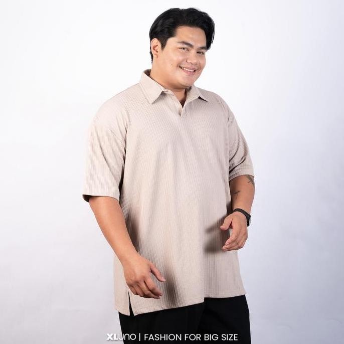 XLUNO Carl Polo Khaki Baju Polo Pria Jumbo Knit Big Size Lengan Pendek