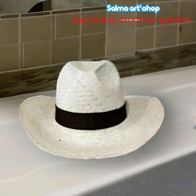 ] topi koboi pria,topi pedora elegan anyaman pandan,topi koboy laken anyaman pandan