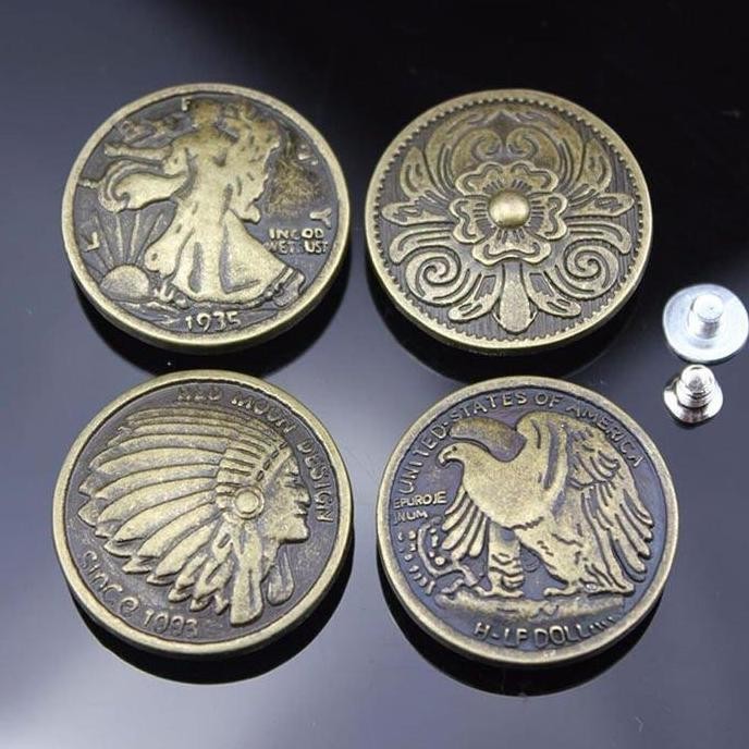Open DS] DIY leather Craft Rivet Caibu Concho Button Screws Indian Eagle Design