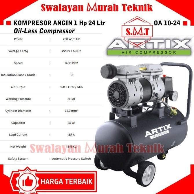 Ready stock] KOMPRESOR ARTIX OA1024 OILESS SILENT 1HP AIR COMPRESSOR 24L OA 1024