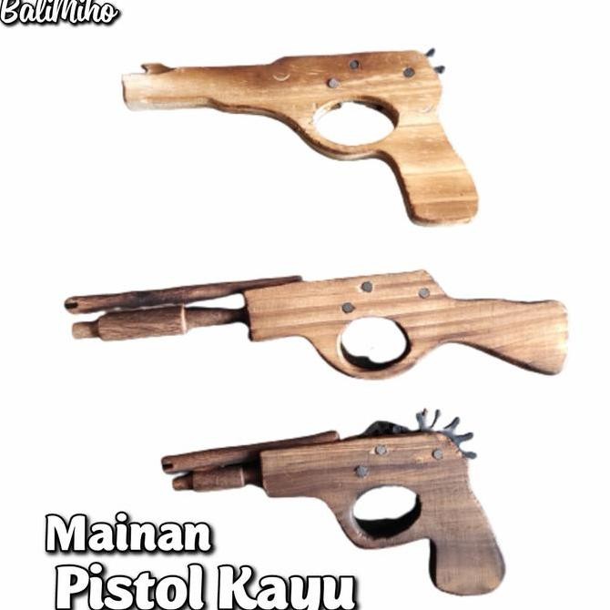 Produk Unggulan] Mainan Pistol Kayu/Mianan Bedil Bedilan Kayu/Bedil Kayu/Pistol Kayu