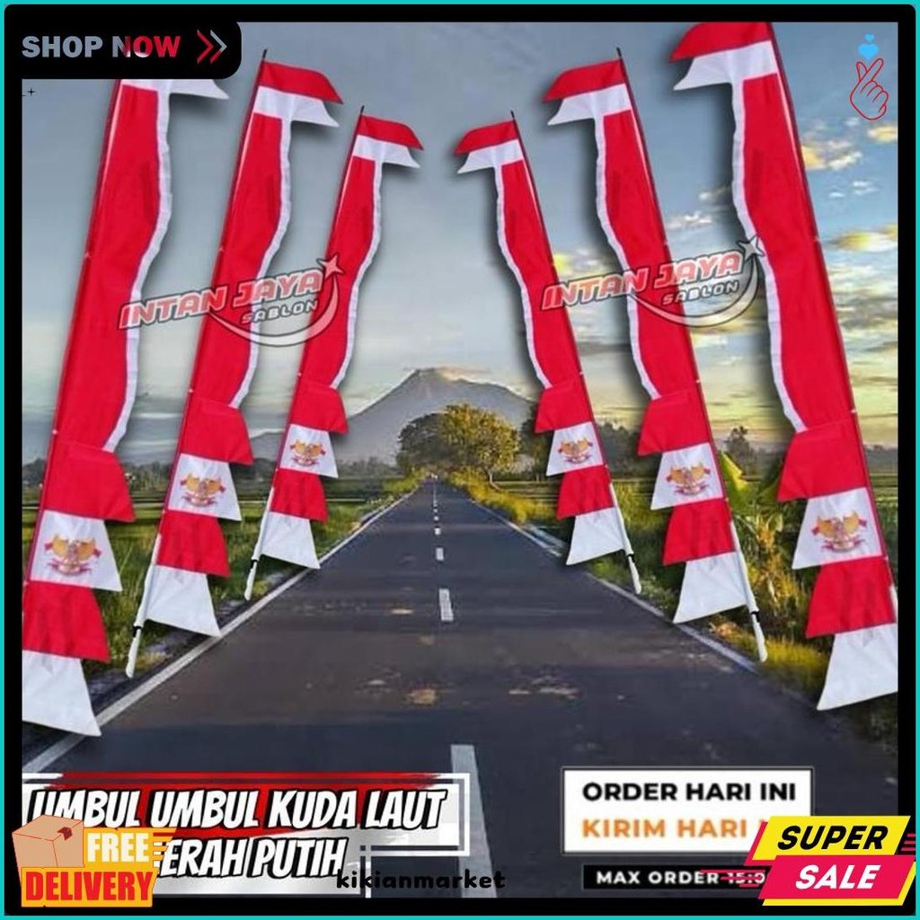 Umbul Umbul Kuda Laut Merah Putih 2,7M Polyester