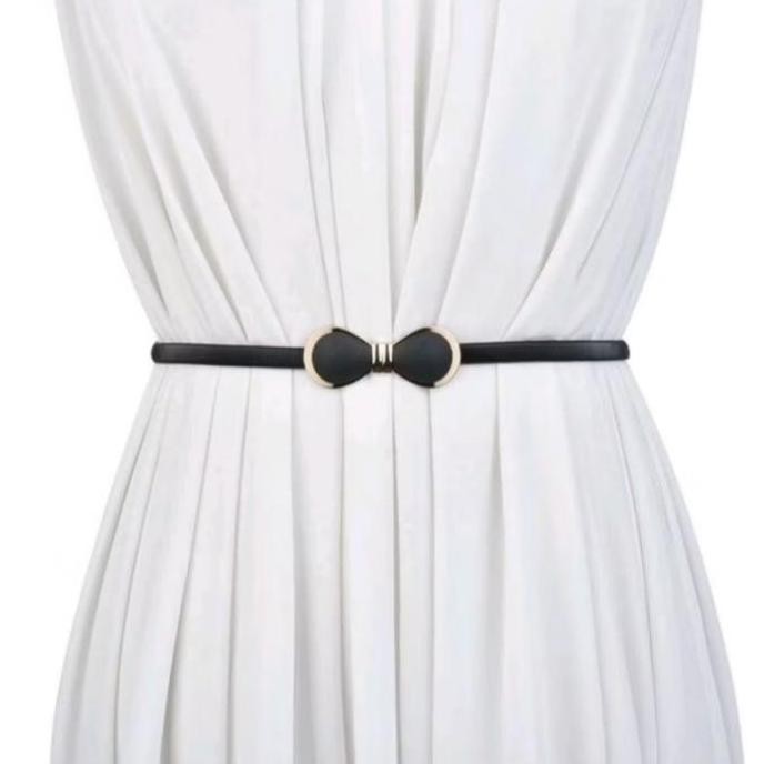 DF152 - Belt untuk dress  Ikat Pinggang Wanita Rante Elastis Melar Besi Gold Silver Gesper - Panjang