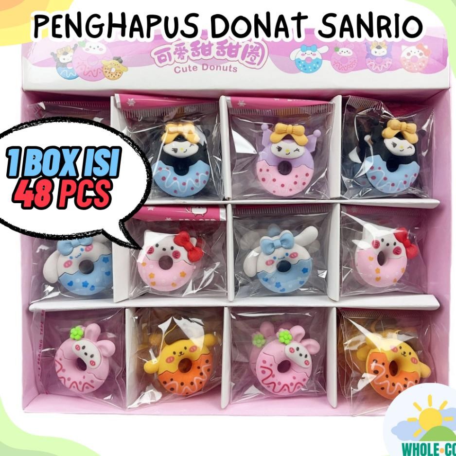 

1 Box Isi 48 Pcs Penghapus Bentuk Donat Sanrio Kter Melody Kuromi Hello Kitty Lucu Unik Imut Ter Grosir Cod